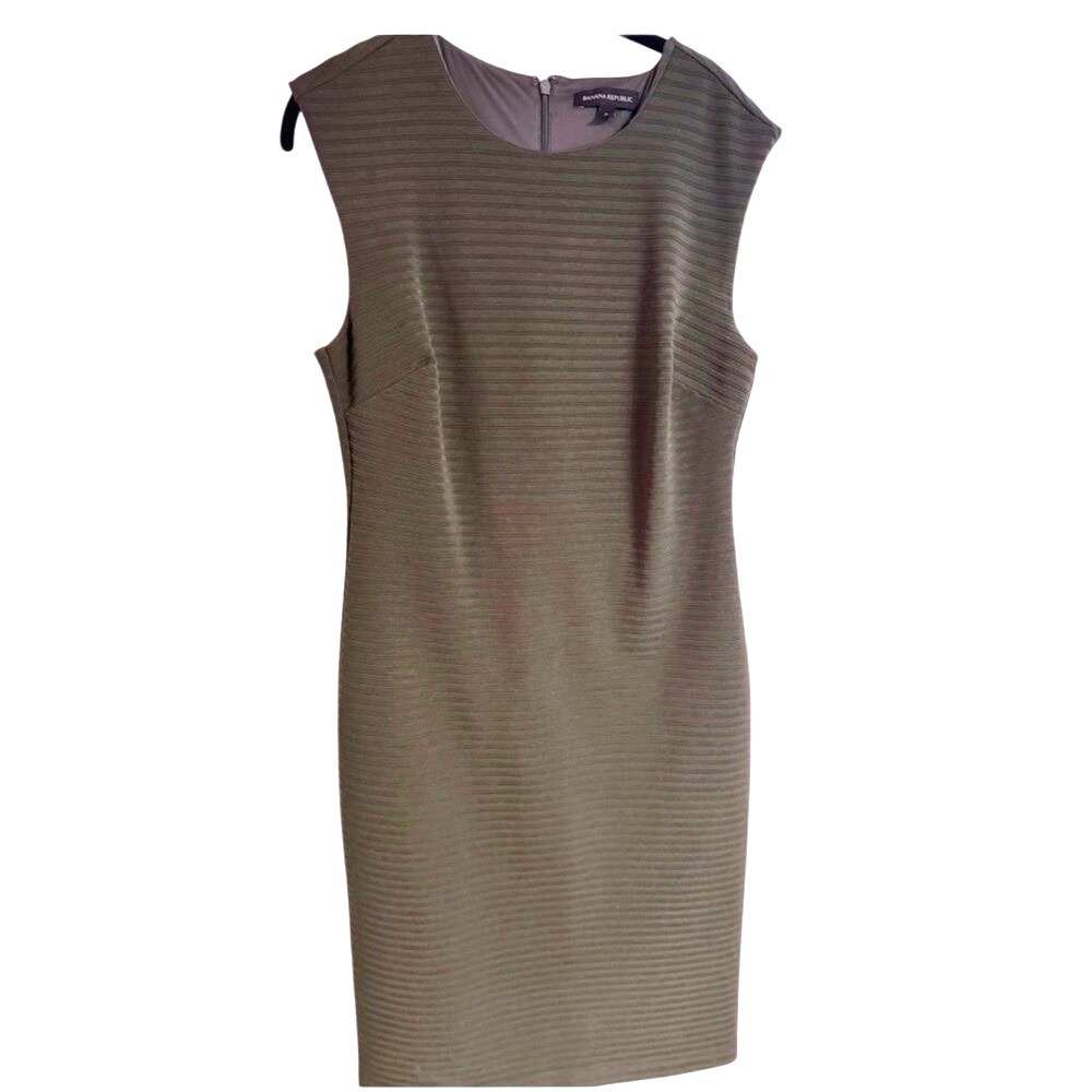 Banana Republic Size 8 Dress, olive‎ green, Stripe Bodycon Sheath